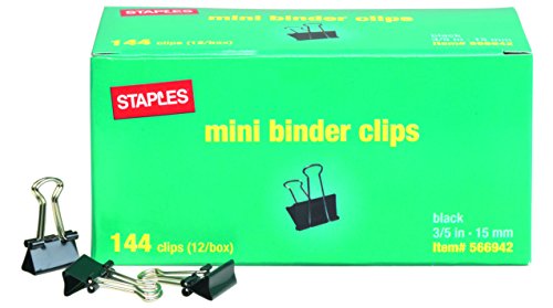 Staples Mini Metal Binder Clips Bulk Pack, Black, 3/5