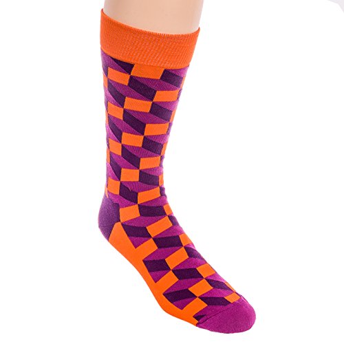Happy Socks Cotton Optics Socks (Orange & Purple, Size 10-13)