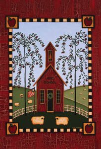 Primitive School House Americana Large Flag