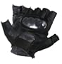 Men's Leather Knuckle Protected Riding Fingerless Gloves - Size : Small