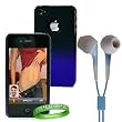 FuzeColor Apple iPhone 4S Accessories Kit: Matching Blue FuzeColor Case with Blue iPhone 4S Earphones + Live * Laugh * Love Wrist Band!!!