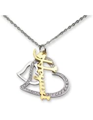 Honeystore Girls 925 Sterling Silver White Gold Plated Yellow Gold Plated Personalized Neecklace Color White Yellow