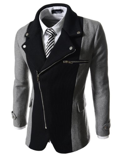 TheLees Mens casual rider style slim zipper Jacket