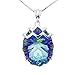 Jewelrypalace Mystic Blue Rainbow Topaz Concave 925 Sterling Silver Pendant Necklace