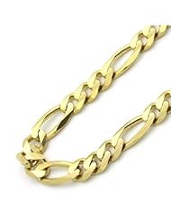 14K Gold 6mm Italian Concaved Figaro Chain Necklaces ( Available Length 18", 20", 22", 24", 26")
