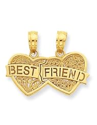 14k Gold Best Friend Breakable Double Heart Pendant