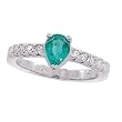 14K White Gold Emerald and Diamond Ring
