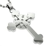 Black and Blue Jewelry Stainless Steel Diamond Accent Celtic Cross Necklace