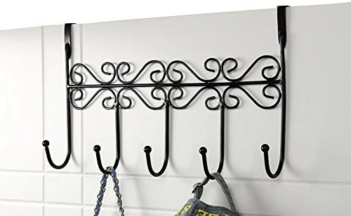 AM MARCH Over The Door 5 Hooks Organizer Rack for Bedroom /Living Room /Kitchen /Office/ Bathroom Door (Black)
