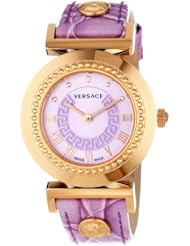 Versace Womens P5Q80D702 S702 Vanity Rose Gold Ion-Plated Stainless Steel Leather Band Watch
