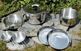 EDELSTAHL KOCHTOPFSET FUeR 2 PERSONEN, CAMPINGTOePFE