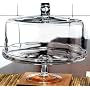 GALA CAKE PLATE AND DOME - GALA COLLECTION CRAFTED PRESSED GLASS FOOTED CAKE PLATE AND DOME
