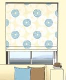Cream White and Blue RETRO Patterned Trimmable Roller Blind / Blinds - 210cm x 170cm