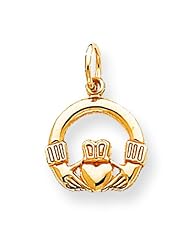 10K Yellow Gold Claddagh Charm Irish Love Pendant