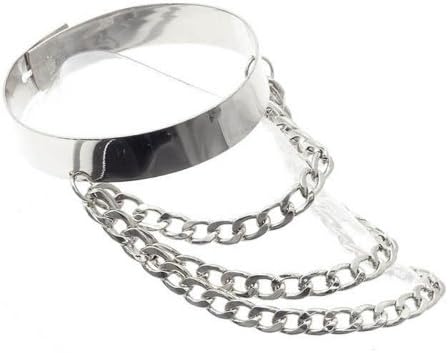1 Chunky Silvertone Strap Band 3 Tier Anklet Heel Chain For Shoe Boot