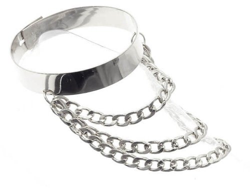 1 Chunky Silvertone Strap Band 3 Tier Anklet Heel Chain For Shoe Boot