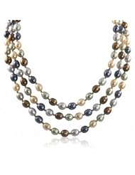 14K dyed dark multi color freshwater cultured pearl necklace, 16/17/18"