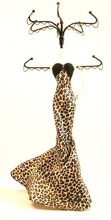 Long Leopard Strapless Dress Mannequin Jewelry Organizer