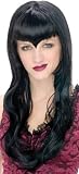 Womens Goth Black Long Vampire Widows Peak Costume Wig Adult Standard