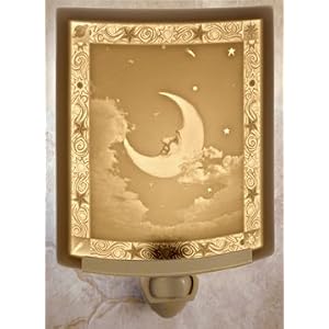 Man in The Moon CURVED Porcelain Lithophane Nightlight by 