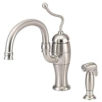 Danze D403221SS Antioch Single-Handle Kitchen Faucet with Articulated Spout, Lever Handle and Spray, Stainless Steel