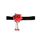 Yazilind Pretty Women Red Flower Brass Chain Crystal Beads Black Pendant Choker Necklace