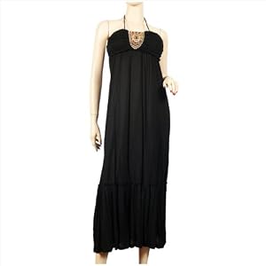 Sexy MidNight Black Sequined Plus Size Halter Dress