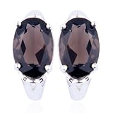 SS Genuine Smoky Quartz Huggie Earrings