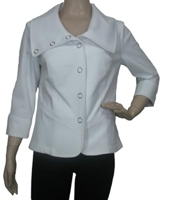 Women's Elbow Jacket with Wide Collar in White by Tribal