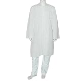 White Cotton Clothing Kurta Pajama for Meditation Size L Chest :44 (chgkp078)