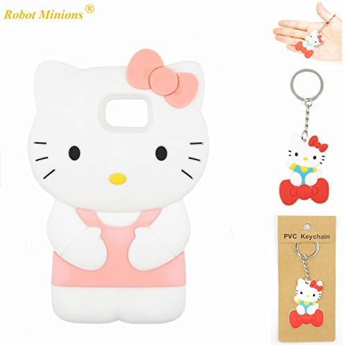 S7 Case,Galaxy S7 Case,Galaxy S7 Soft Silicon Gel Rubber Case,Robot Minions Classic 3D Cute Cartoon Figure [3D Hello Kitty Pink] Soft Silicon Gel Rubber Case Cover Skin for Samsung Galaxy S7 (2016)