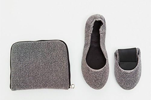 Sidekicks Women's Foldable Portable Travel Ballet Flat Shoes w/ Matching Carrying Case "Pearl" (X-Large, Pearl Silver)