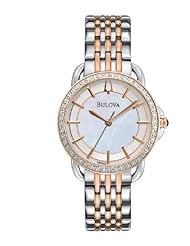 Bulova Womens 98R144 Diamond Rose and Stainless Steel Two Tone Watch