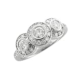 14k White Gold 3 Stone Engagement Diamond Ring / Band Size 6.5 (HI, SI-I, 1.00 carat)