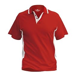 Mens Color Blocked Wicking Polo, Red