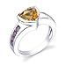 Jewelry : Sterling Silver 1.75 cts Trillion Citrine Round Amethyst Ring Size 7