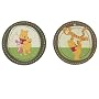 Disney Pooh Pooh's Day In The Park Set Of 2 Round Printed Canvas Art, Brown/Ivory