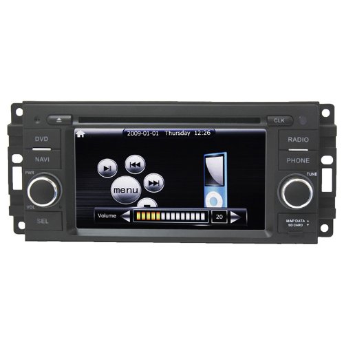 Koolertron For (2007 2008 2009 2010) Chrysler Sebring & (2008 2009 2010) Jeep Commander & (2009 2010 2011) Jeep Compass & (2008 2009 2010 2011) Jeep Grand Cherokee Indash Car Navigation System Multimedia AV Receiver Car Radio with 6 inch Touch Screen