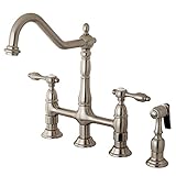Kingston Brass KS1278ALBS Heritage 8-Inch Kitchen Faucet with Brass Sprayer, Satin Nickel by Kingsto