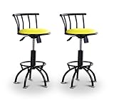 2 24"-29" Yellow Vinyl Seat Black Adjustable Specialty / Custom Barstools S ....