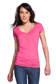 Short Sleeve Stretch Jersey Ruched V-neck T-shirt