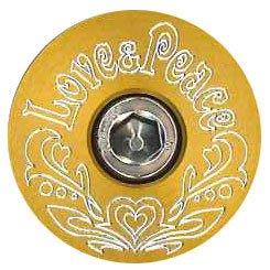 タクリーノ アヘッド用ステムキャップ LOVE＆PEACE ゴールド