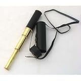 15" Handheld Brass Telescope with Leather Case - Nautical Collector