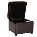Baxton Studio Leather Storage Ottoman, Espresso Brown