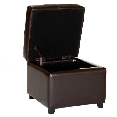 Baxton Studio Leather Storage Ottoman, Dark Brown