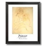 Picasso Mother And Son Contemporary Home Decor Wall Picture Black Framed Art Print