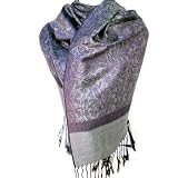 Jacquard Paisley Pashmina Shawl Scarf Stole Wrap Soft Warm Purple Ivory