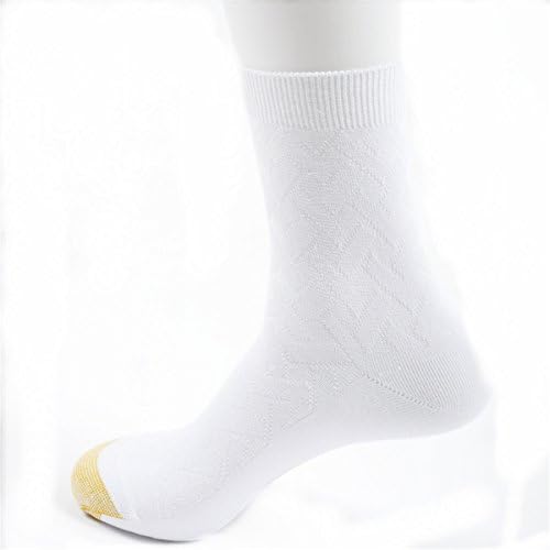 Stefen Boutique Toe Cotton Socks for Men Gold Metropolitan Dress Sock 10-13(White,Pack of SIX Pairs)