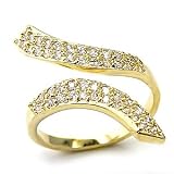 14K Gold Plated Yellow Ribbon Style Pave CZ Ring