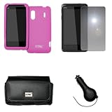 EMPIRE Black Leather Case Pouch with Belt Clip and Belt Loops + Hot Pink Si ....